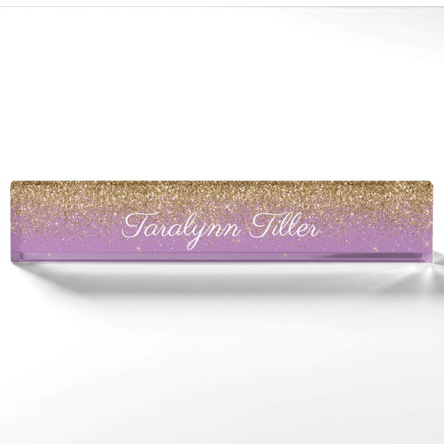Porte-nom Plaque rouge Parties scintillant Gold (Devant)
