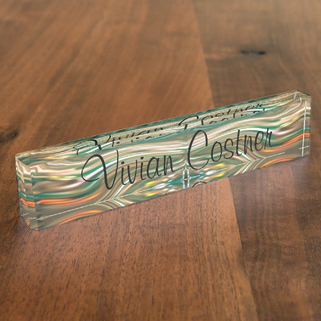 Porte-nom Plaque signalétique cosmique de bureau de cristal (Taille)