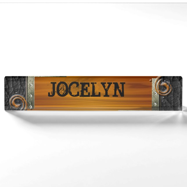 Porte-nom Plaque signalétique de cuir de personnaliser de (Devant)