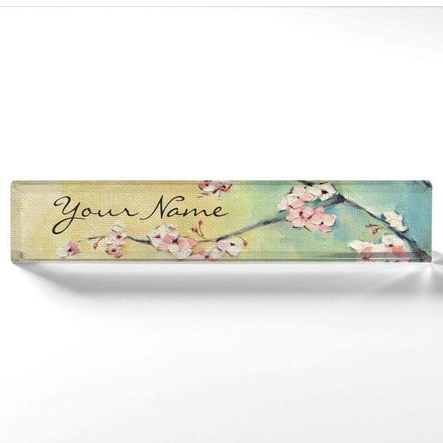 Porte-nom Plaque signalétique du bureau acrylique en fleur d (Devant)