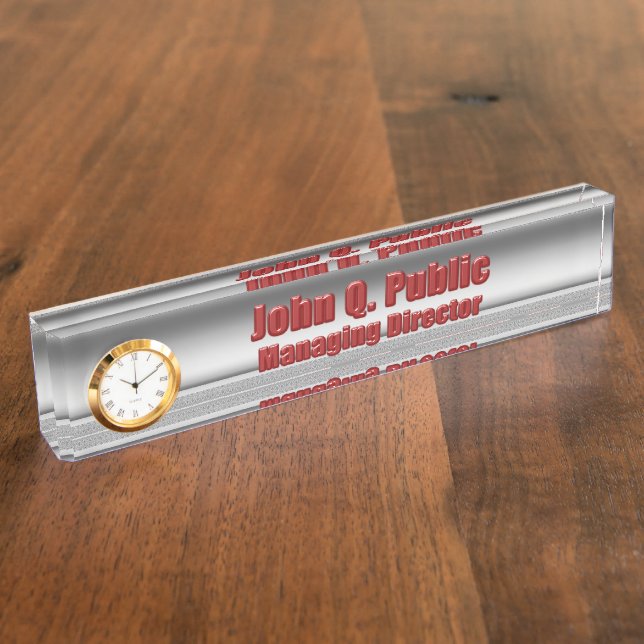 Porte-nom Plaque signalétique du bureau en acier poli (Taille)