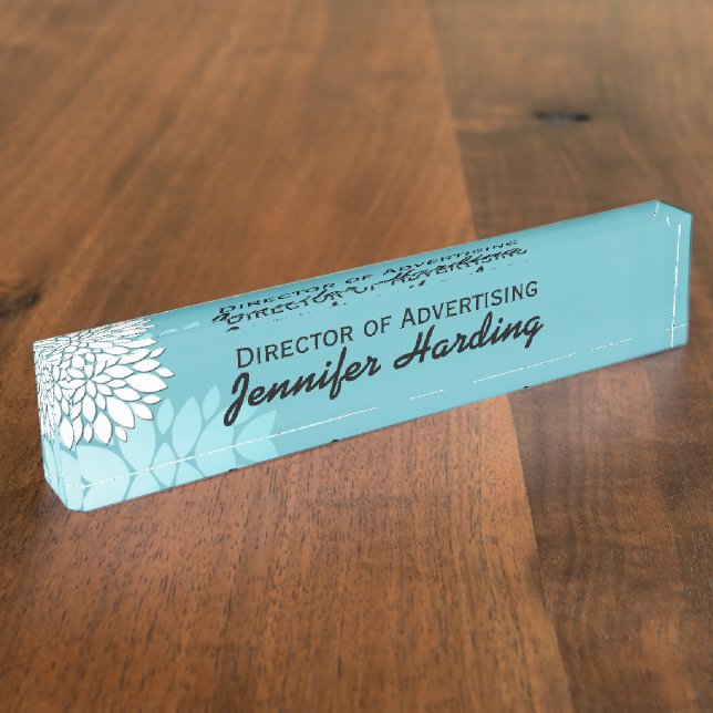 Porte-nom Plaque signalétique faite sur commande bleue de (Taille)
