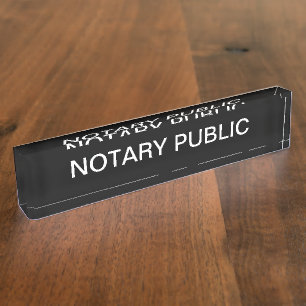 Porte-nom Plaque signalétique simple Notaire Public Acryliqu