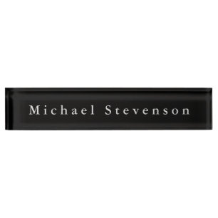Porte-nom Plaque signalétique unique Black Elegant Modern De