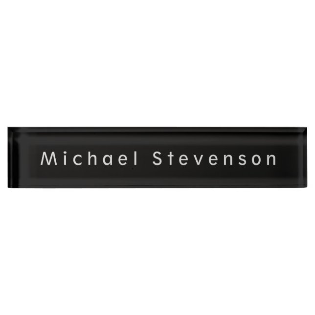 Porte-nom Plaque signalétique unique Black Elegant Modern De (Devant)