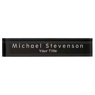 Porte-nom Plaque signalétique unique Black Elegant Modern De