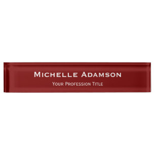 Porte-nom Plat professionnel rouge profond moderne