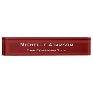 Porte-nom Plat professionnel rouge profond moderne