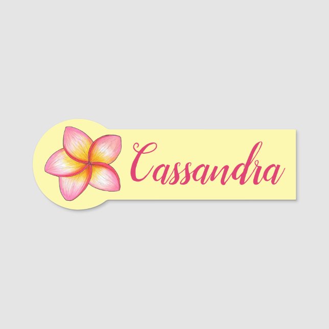 Porte-nom Plumeria rose Hawaii Fleur Luau fête d'anniversair (Devant)