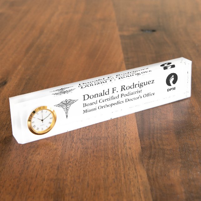 Porte-nom Podiatriste Unique Customisé Nom Plaque (Taille)