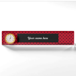 Porte-nom Pois rouge et noir