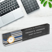Police Officier Personnalisé Mince Ligne Bleue Hor