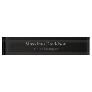 Porte-nom Police Serif Minimaliste Moderne Gris Noir