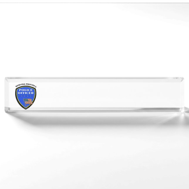 Porte-nom Police servant fièrement (Devant)
