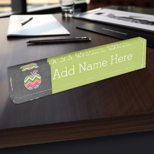 Porte-nom Pomme enseignant personnalisée avec Motif Chevron