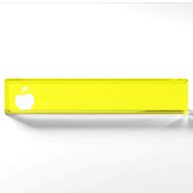 Porte-nom Pomme jaune et blanche (Devant)
