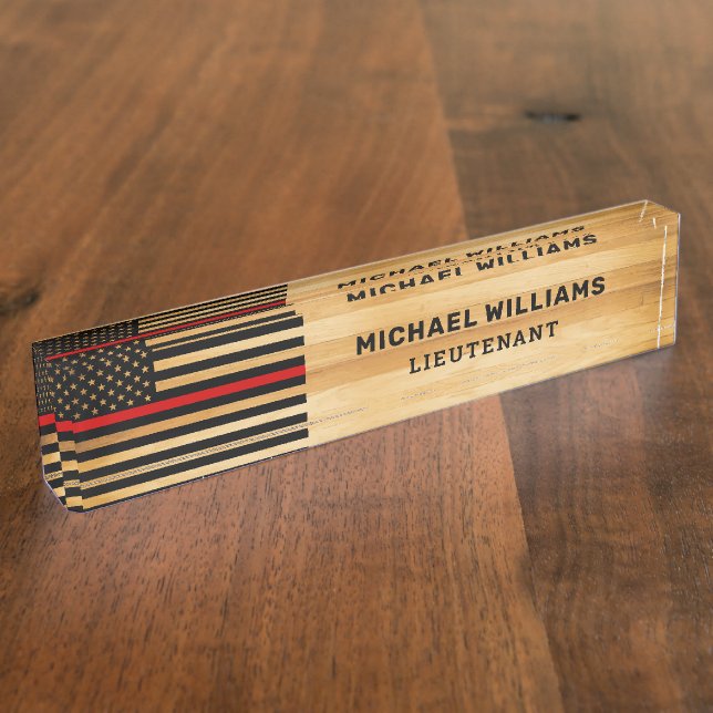 Porte-nom Pompier rustique Mince Red Line America Drapeau Bo (Taille)