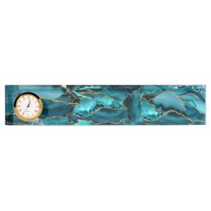 Porte-nom Porte de Parties scintillant Turquoise bleue et or