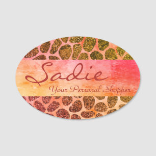 Porte-nom Poster de animal de patchwork de sucrerie