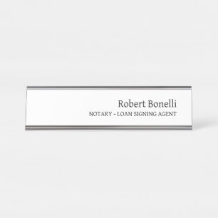 Porte-nom Pour Bureau Agent de prêt notaire moderne minimaliste blanc cl