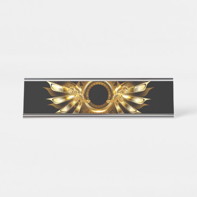 Porte-nom Pour Bureau Ailes de Steampunk (Devant)