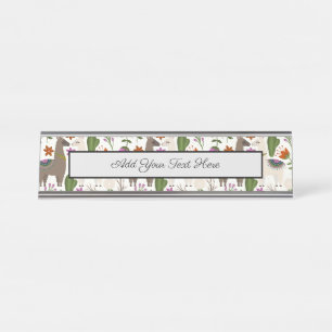 Porte-nom Pour Bureau Amoureux des animaux à motifs floraux d'Alpaca Ca