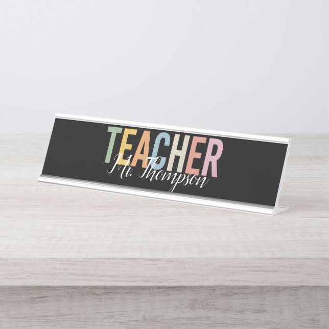 Porte-nom Pour Bureau Appréciation personnalisée de l'enseignant Retour  (Devant)