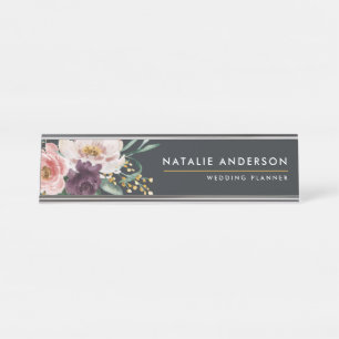 Porte-nom Pour Bureau Aquarelle moderne florale et feuillage élégant