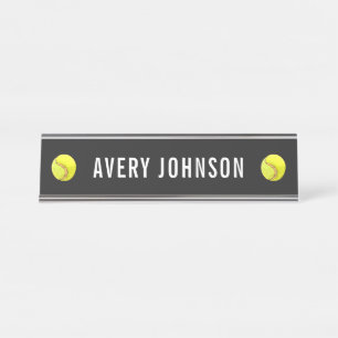 Porte-nom Pour Bureau Aquarelle Tennis Balls Joueur Coach Custom Sport