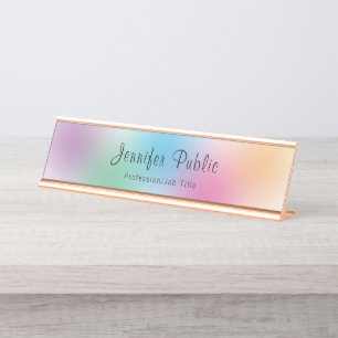 Porte-nom Pour Bureau Arc-en-ciel coloré moderne Elégant Rose Modèle 
