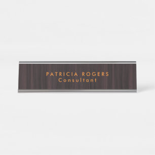 Porte-nom Pour Bureau Arrière - plan en bois Orange Brown Professionnel