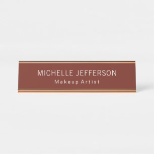 Porte-nom Pour Bureau Artiste de maquillage Brown rouge Entreprise uniqu