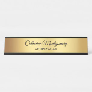 Porte-nom Pour Bureau Avocat de la typographie de script noir en or él