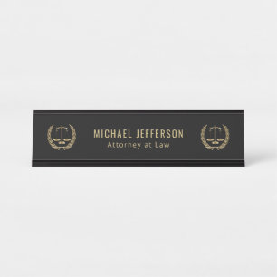 Porte-nom Pour Bureau Avocat - noir et or