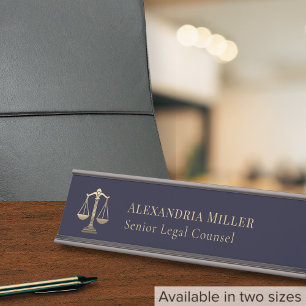 Porte-nom Pour Bureau Avocat professionnel bleu marine