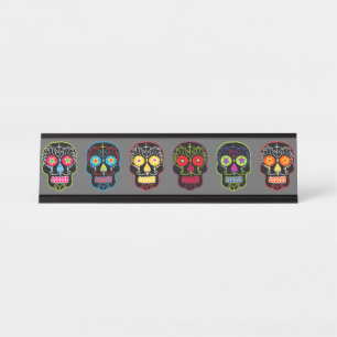 Porte-nom Pour Bureau Black Sugar Skulls