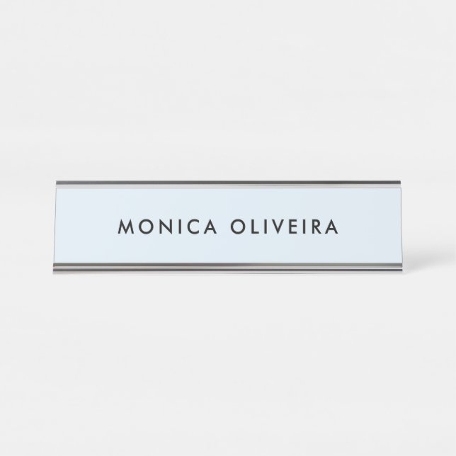 Porte-nom Pour Bureau Bleu en pastel professionnel simple (Devant)