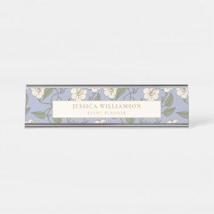 Porte-nom Pour Bureau Bleu personnalisé Cottagecore Floral