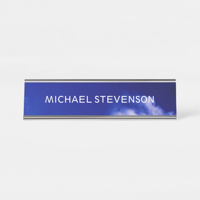 Porte-nom Pour Bureau Blue Sky Unique Chic Moderne Minimal (Devant)