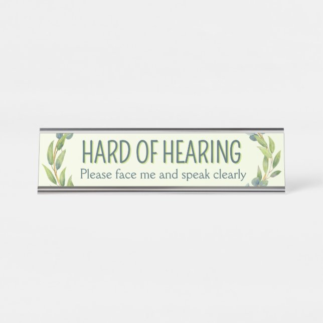 Porte-nom Pour Bureau Botanical Hard of Hearing Green Deafness (Devant)
