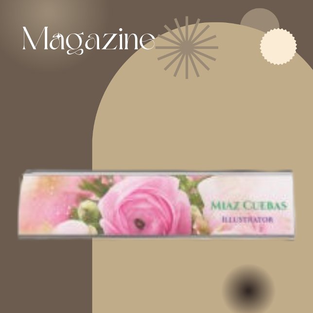 Porte-nom Pour Bureau Bouquet Rose classique Abstrait (Créateur téléchargé)
