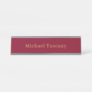 Porte-nom Pour Bureau Bourgogne Or Professionnel Texte Minimaliste Tenda