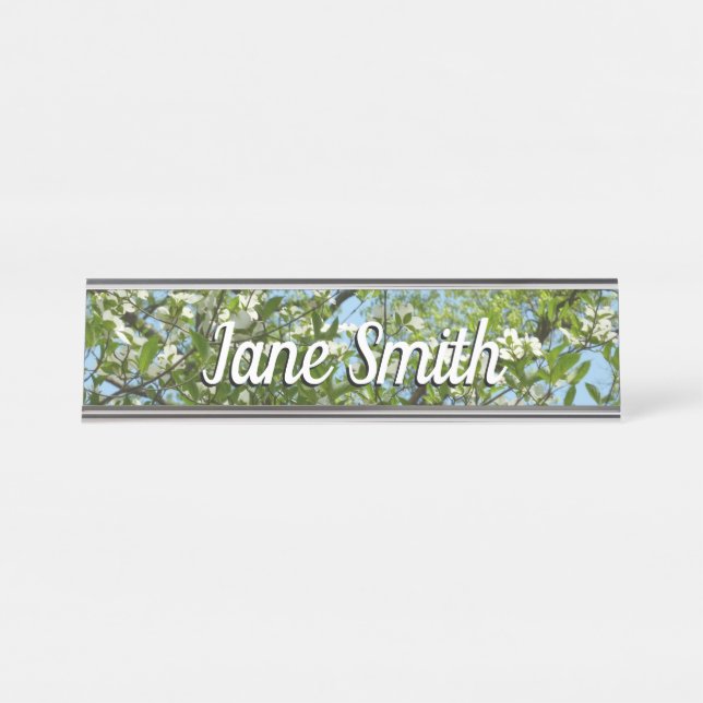 Porte-nom Pour Bureau Branche of Dogwood Blossoms Spring Trees (Devant)