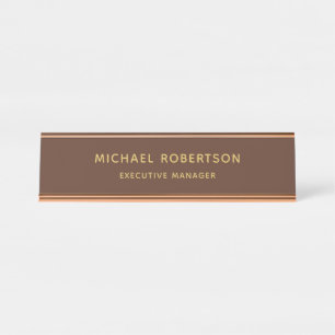 Porte-nom Pour Bureau Brown or couleurs Professional tendance moderne pl