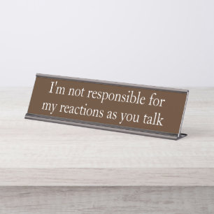 Porte-nom Pour Bureau Bureau de cadeaux de Funny Office non responsable