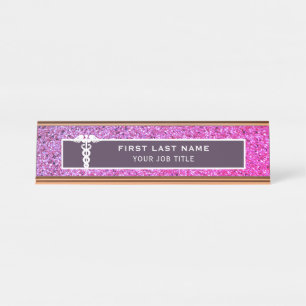 Porte-nom Pour Bureau Bureau de la Parties scintillant Médicale rose po