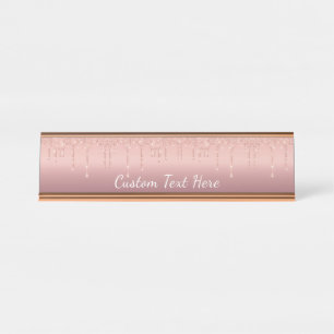 Porte-nom Pour Bureau Bureau de Parties scintillant Gold Rose personnali