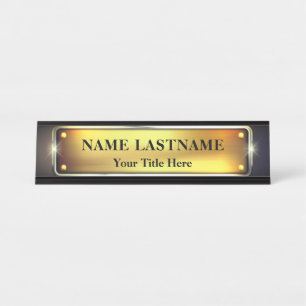 Porte-nom Pour Bureau Bureau Moderne Noir et Or Professionnel