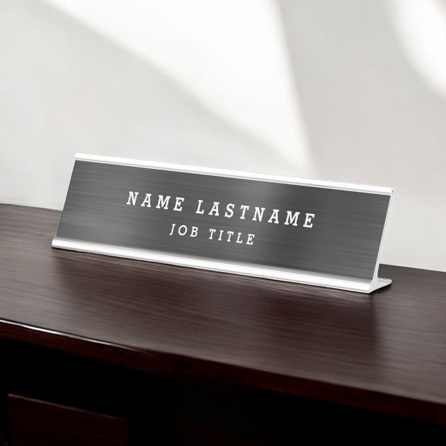 Porte-nom Pour Bureau Bureau professionnel élégant noir blanc (Créateur téléchargé)