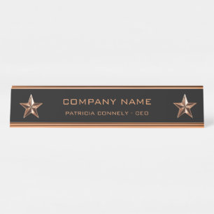 Porte-nom Pour Bureau Cadre d'entreprise rose d'étoile d'or